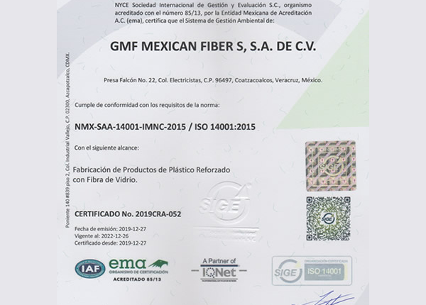 Certificado de registro GMF
